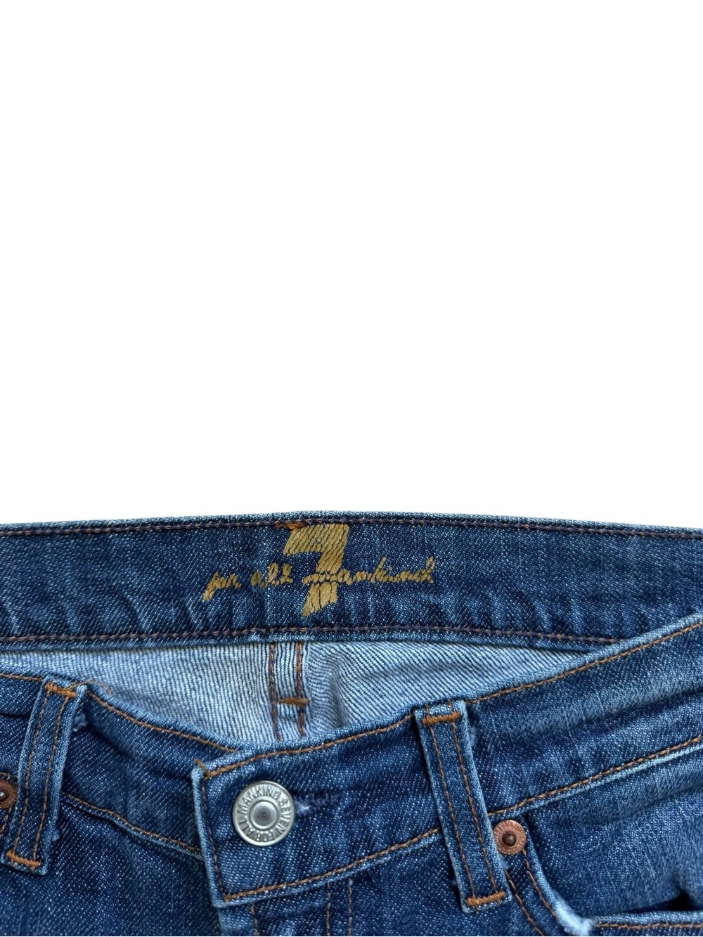 7 for All Mankind Low Rise Bootcut Jeans Womens 27 Dark Blue Denim Stretch Fit - Picture 2 of 6